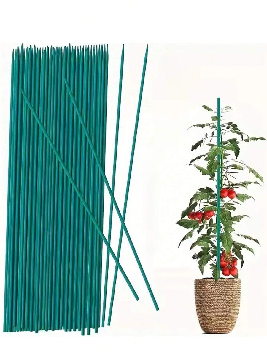 20-50pcs Waterproof Green Plant Support Poles, Indoor And Outdoor Tomato Plant Support Rods, Weather Resistant, Durable Use