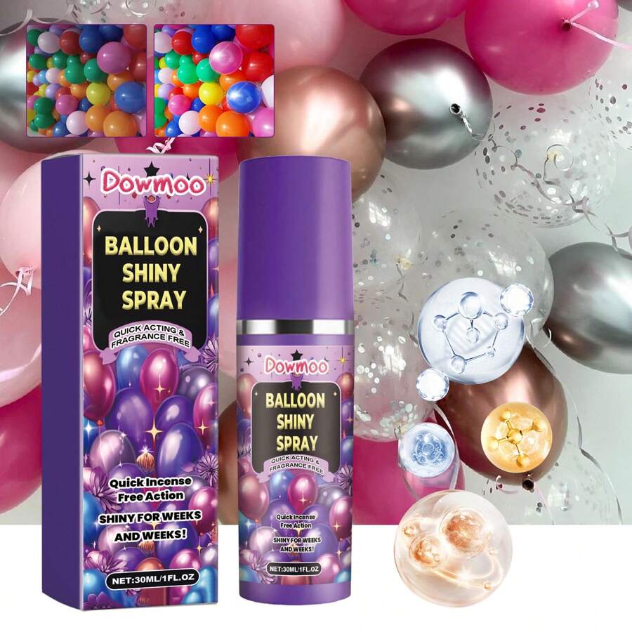 30ML Balloon Shine Spray | Event-Proof Polymer Formula For Metallic Texture & 48H Retention | Water-Based Finish | Party/Wedding/Photo Shoot Essential With Quick-Dry No-Stick Tech