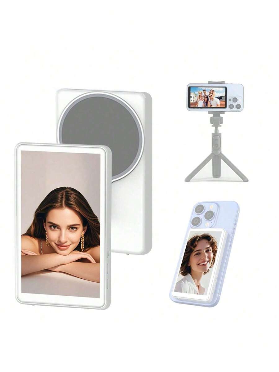 Écran magnétique pour selfies et vlogs, enregistrement sans fil 1080p, caméra arrière pour selfies, vlogs, diffusion en direct sur TikT0k, compatible avec iPh0ne, Android, téléphones portables, pour selfies, activités de plein air, interviews, diffusion en direct, photographie et vidéo, enregistrement vidéo, réunion Zoom, selfies, activités de plein air, interviews, diffusion en direct, vlogging
