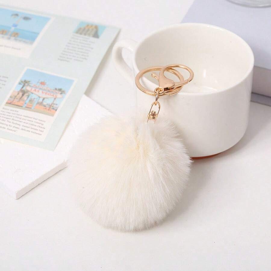 Cute Imitation Fur Plush Keychain Fluffy Pompom Ball Bag Backpack Decoration Car Key Chain Girl Gift Accessories Car Accessories Bag Charm Backpack For School