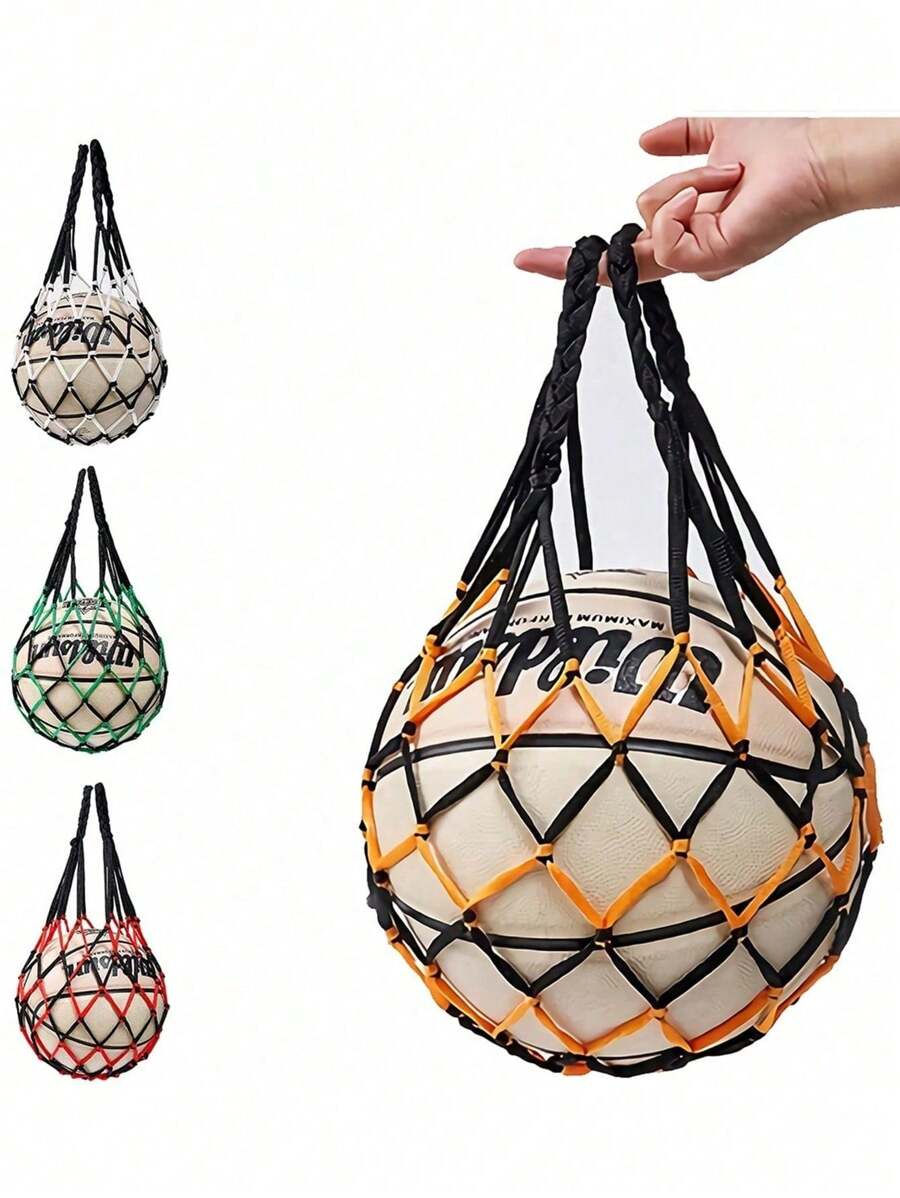 1pc Basketball Net Bag, Nylon Volleyball Football Mesh Storage Bag, Portable Sports Ball Holder, Hanging Carry Bag For Single Ball, Perfect For Sporting Goods & Mesh Bag Accessories, Football Games For Travel Storage Bag, Multifunctional Use(Multiple Colors Available),Boho Vibes