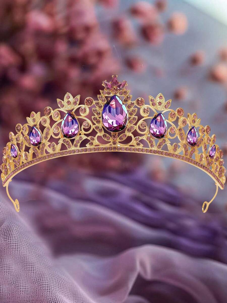 1 pieza Diadema de lujo con diseño de corona con decoración de strass para mujer, para decoración, usado para decoración de bodas, fiestas, concursos de belleza, ceremonias de adultos, baile, desfiles de moda y decoración floral, decoración de pasteles, decoración navideña