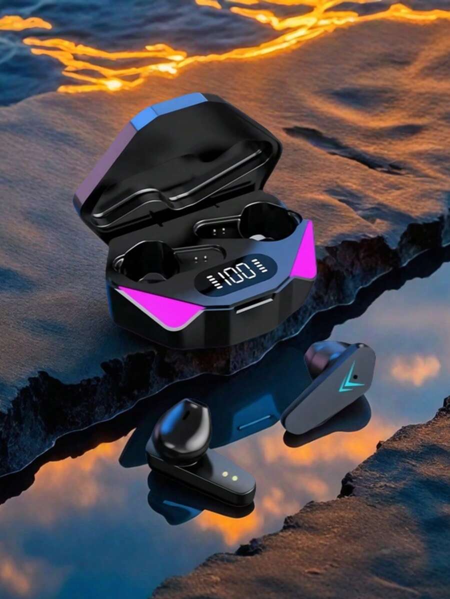 X15 True Wireless Stereo Gaming Earbuds, Low Latency, High-Fidelity In-Ear Headphones With Noise Cancellation, LED Display, Long Battery Life, USB Charging, Volume Control, No Cable - Suitable For Adults 160mAh