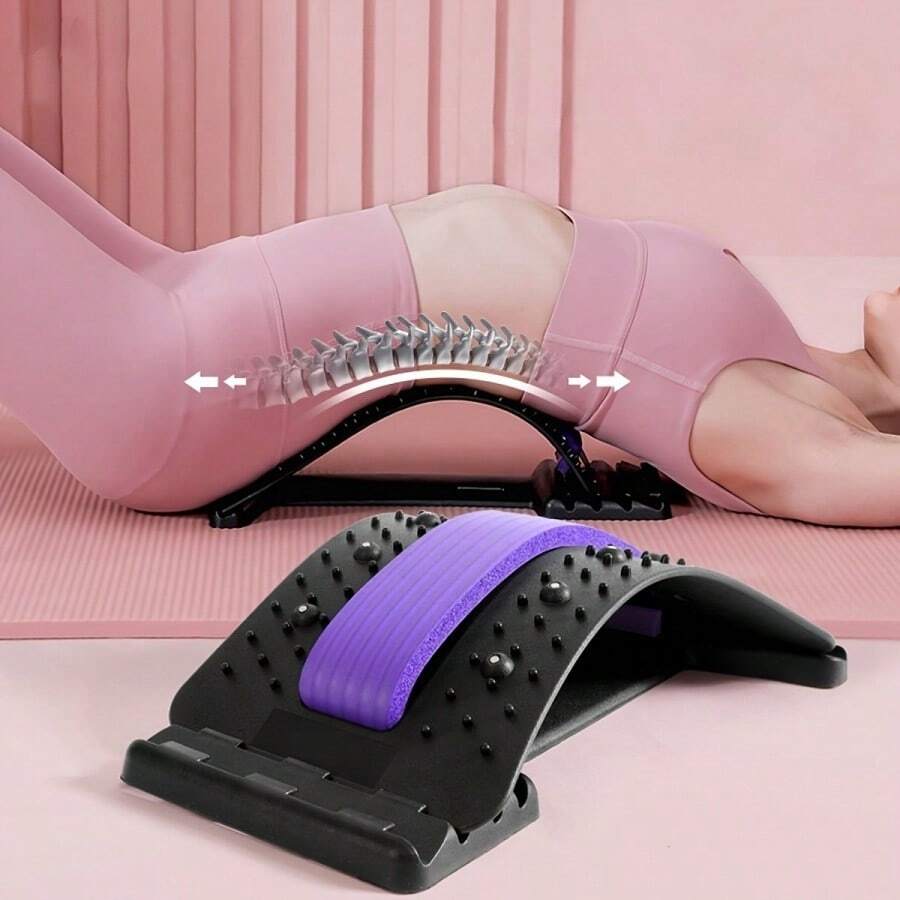 Adjustable Back Vertebrae Stretching Plate Lumbar Support Massage Device With 4-Level Adjustment Unisex Back Stretcher