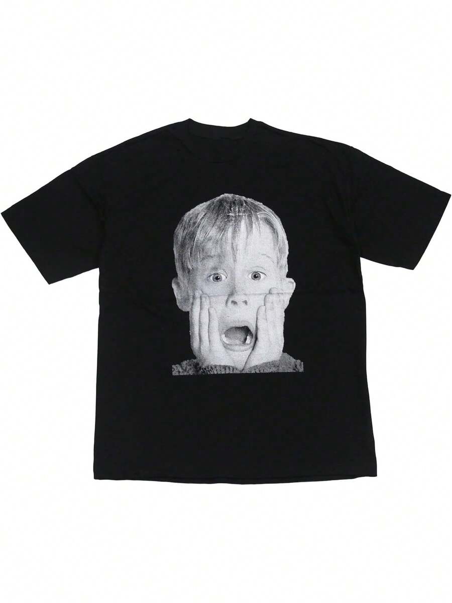 Home Alone T-Shirt For Men, Short Sleeve, Printed T-Shirt, Summer Clothing, Cotton, Plain, Inner Shirt, Loose Fit, All Sizes, Macaulay Culkin