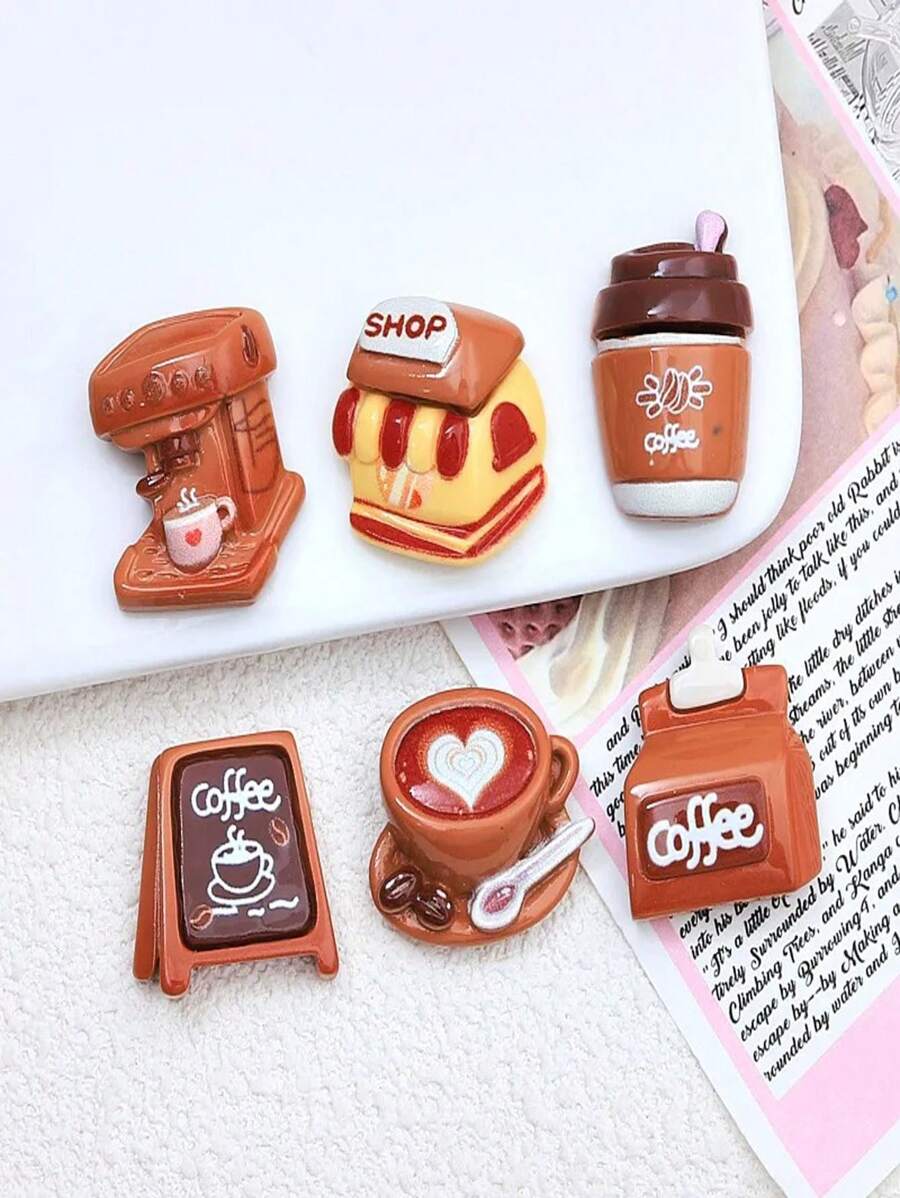 6pcs Coffee Chocolate Simulated Food Refrigerator Magnets, Kawaii Refrigerator Magnets, Whiteboard Stickers