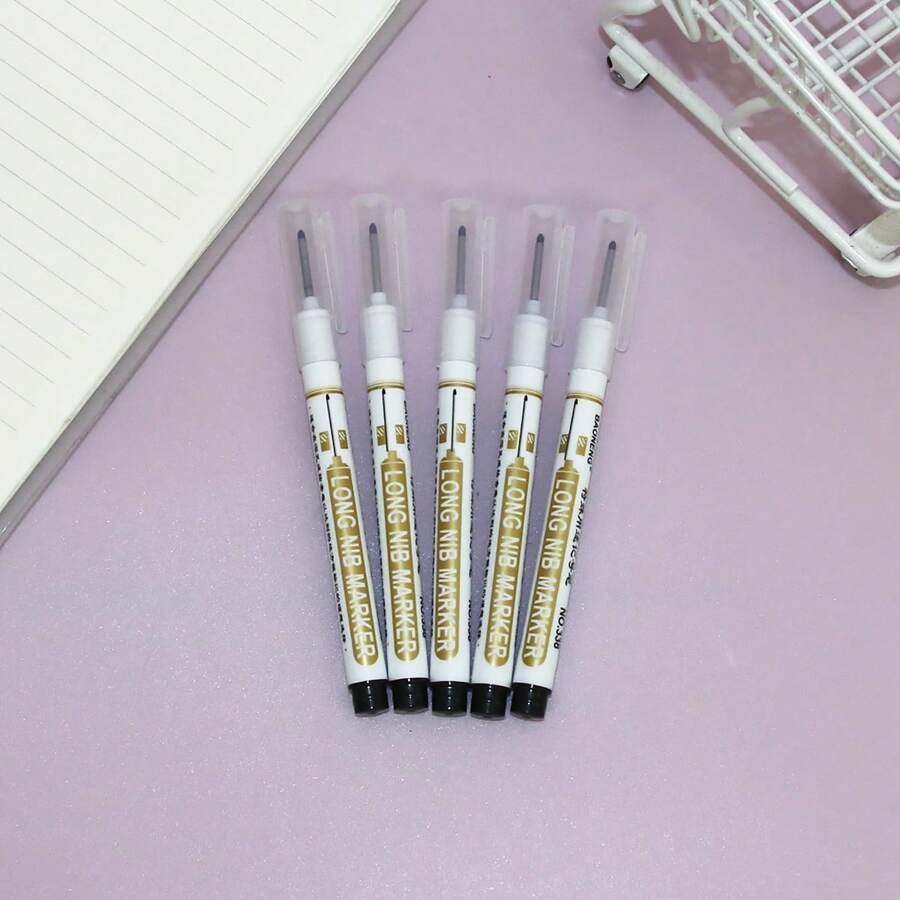 Long Tip Permanent Marker Pen, Oil-Based For Woodwork, Tile, Special Purpose, Construction Site, Long Nozzle Black Deep Hole Marking Fine Tip Extra Long, Waterproof, Oil-Proof, Red Non-Fading