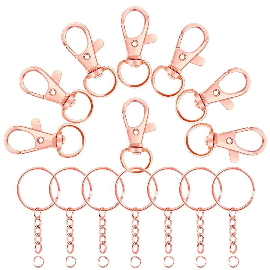 24/45pcs Rotating Spring Hooks Set, Detachable Keychain With Chain And Jump Ring, Bulk, Suitable For Keychains, Lanyards, DIY Crafts, Durable Material, Suitable For Home Use