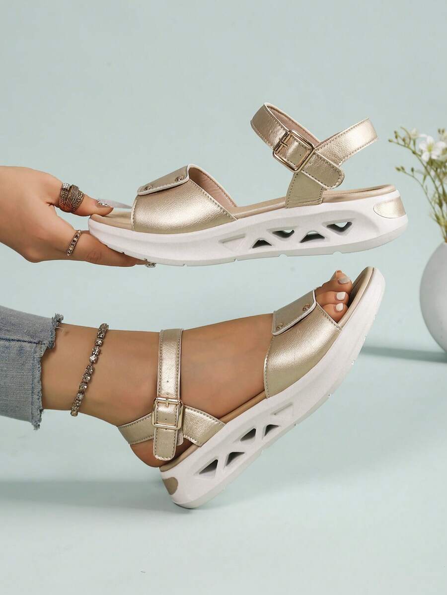 Women's Flat Sandals, Fashionable Summer Sports Sandals, Lightweight & Comfortable Buckle Sandals, Suitable For Holiday, Travel, Party, Beach, Match With Skirts And Dresses