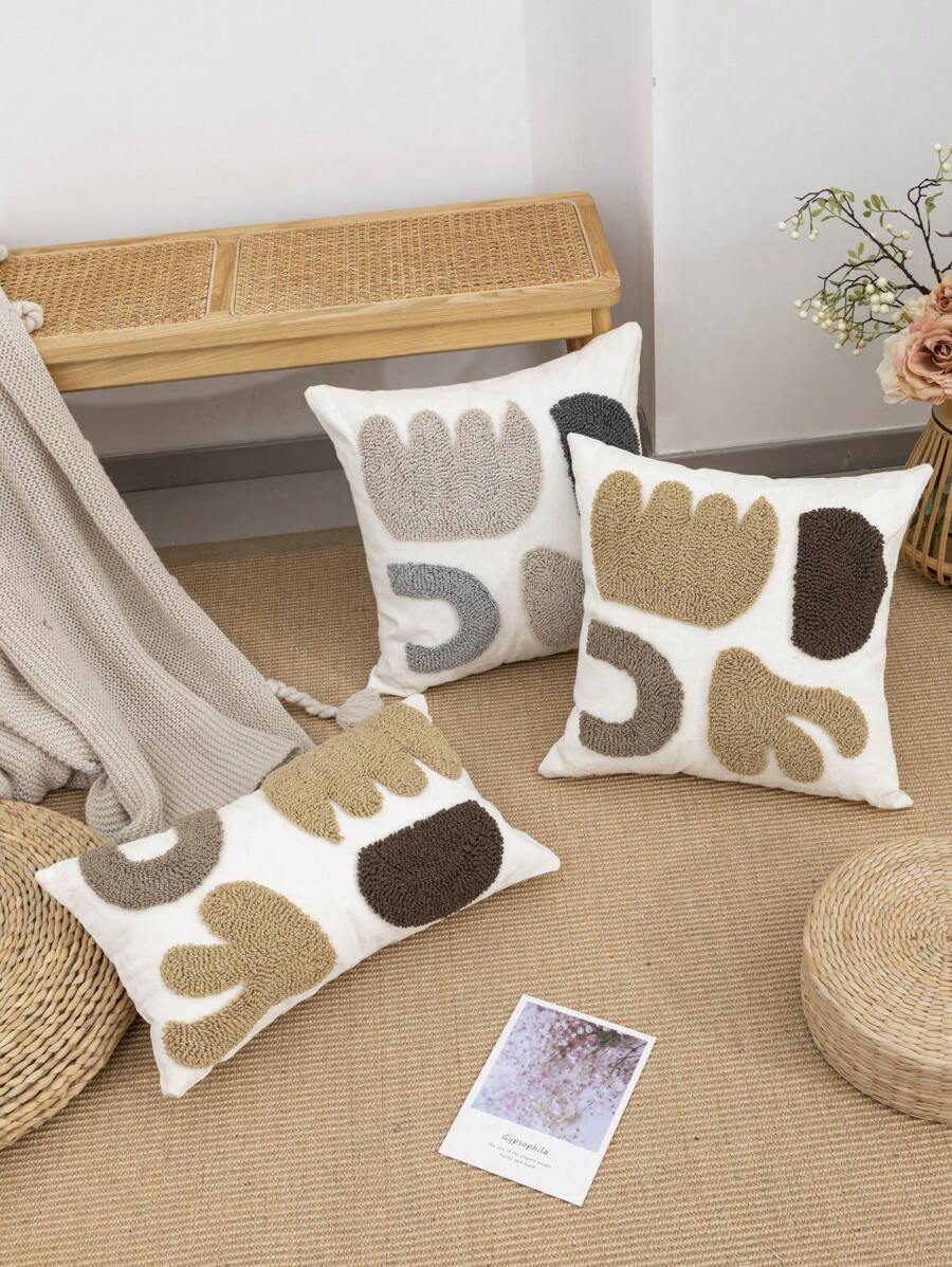 1/2 pièces Housse de coussin à motif floral, coton damassé, style nordique, textile d'intérieur, décoration de salon, chambre à coucher, canapé, vacances, banquet, extérieur, jardin, fête, housse de coussin de décoration végétale, sans rembourrage, 30*50cm, 45*45cm