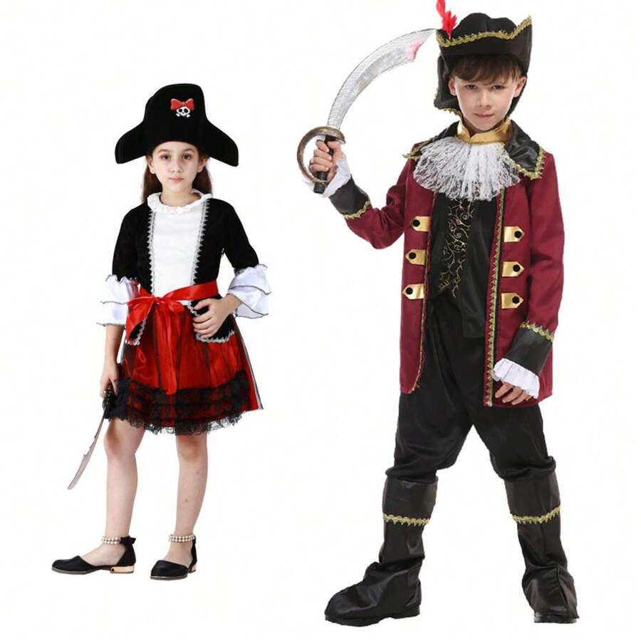 Costume de pirat pentru copii, costume pentru băieți și fete din Caraibe Pirates căpitan COS