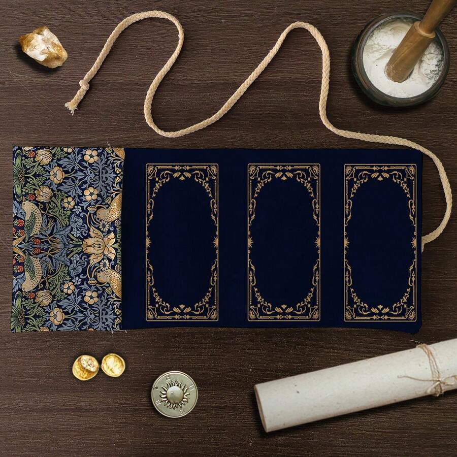1pc Morris Pattern Tarot Card Storage Bag, Floral & Animal Element Gift Bag, Mystical And Exquisite Storage Bag, Divination Tool Decor, For Occult Astrology Items Storage, Suitable For Festivals, Gifts, Holiday Essential Gift