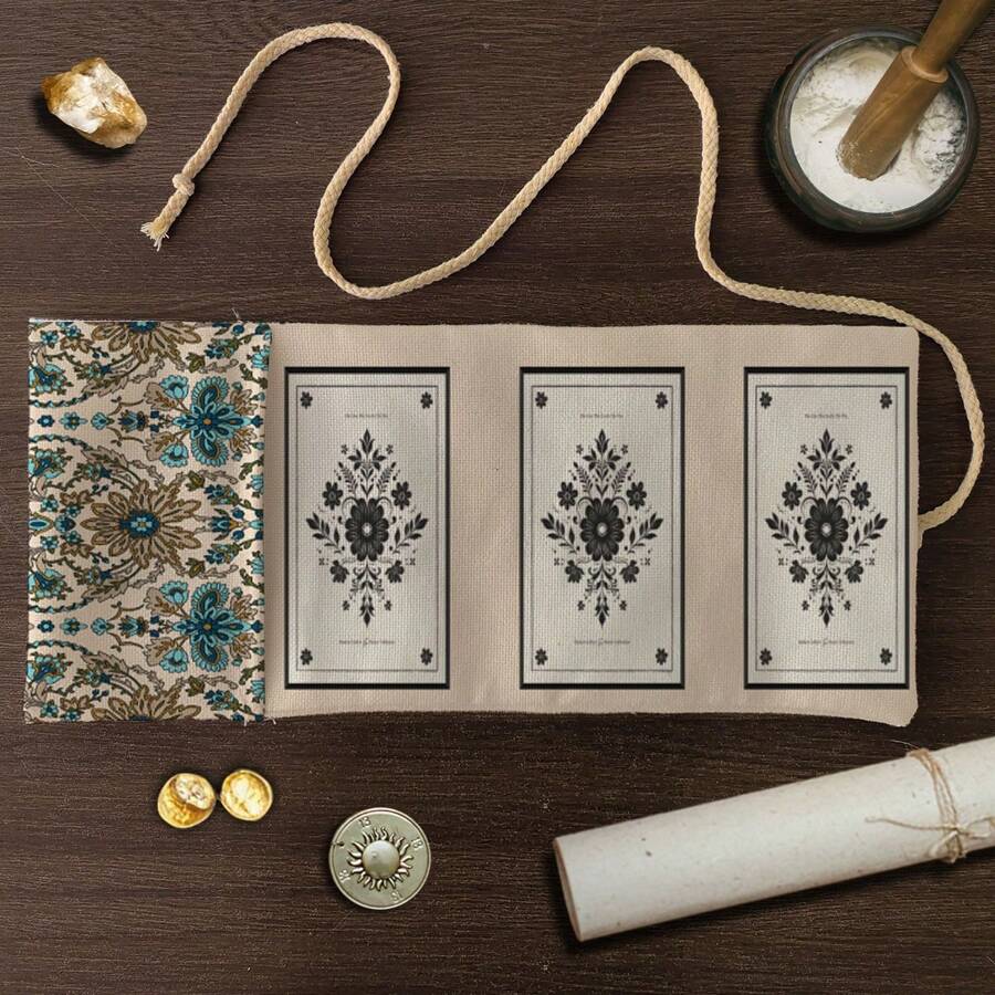 1pc Tarot Card Storage Bag - Durable Polyester Gift Bag With Floral And Abstract Designs, Suitable For Witchcraft, Astrology Supplies, Holiday Parties, Weddings, Birthdays - Elegant Divination Tool Organizer And Decorative Gift, Spiritual Organizer | Decorative Gift Bag | Artistic Illustration