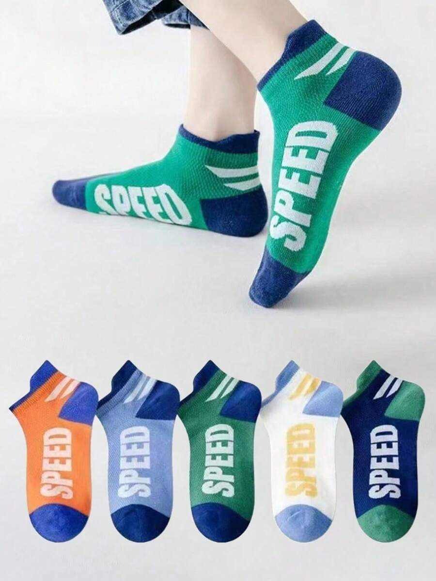 10 pares/5 pares de calcetines de malla transpirables y livianos con estampado de letras para niños, calcetines de tobillo suaves adecuados para verano/primavera/otoño, calcetines de estilo para niñas/niños, un gran regalo para mamá/papá, ropa para niños