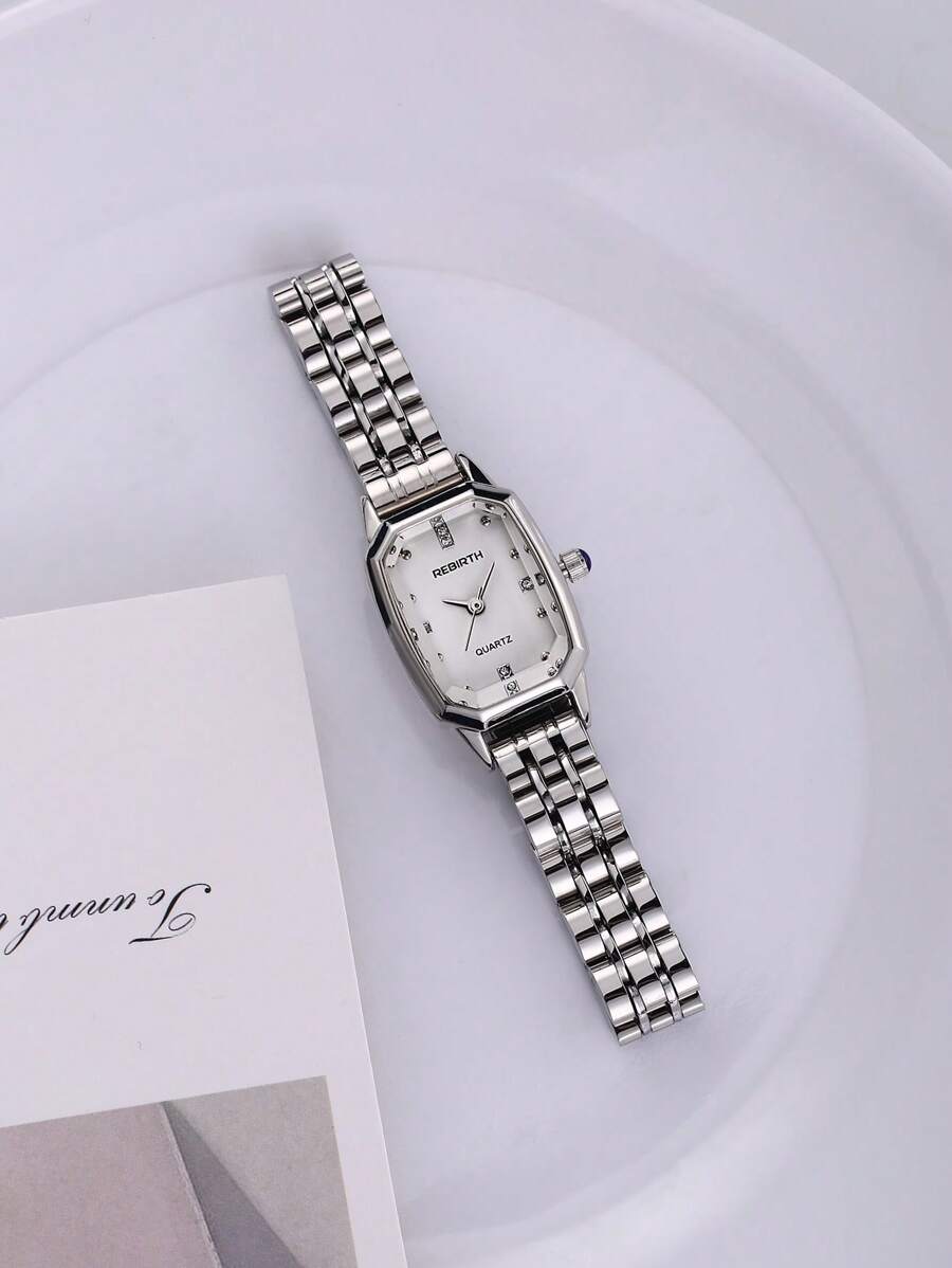 1 Stück Damen elegante Business-Stil Quarz Uhr mit Edelstahlarmband, geeignet für den täglichen Gebrauch