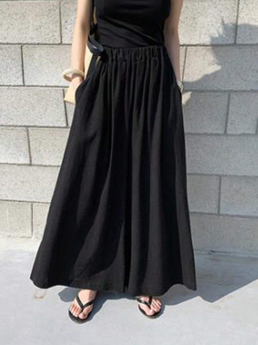 Women Wide Leg Pants, Elegant High Waist Loose Solid Casual Long Trousers Streetwear