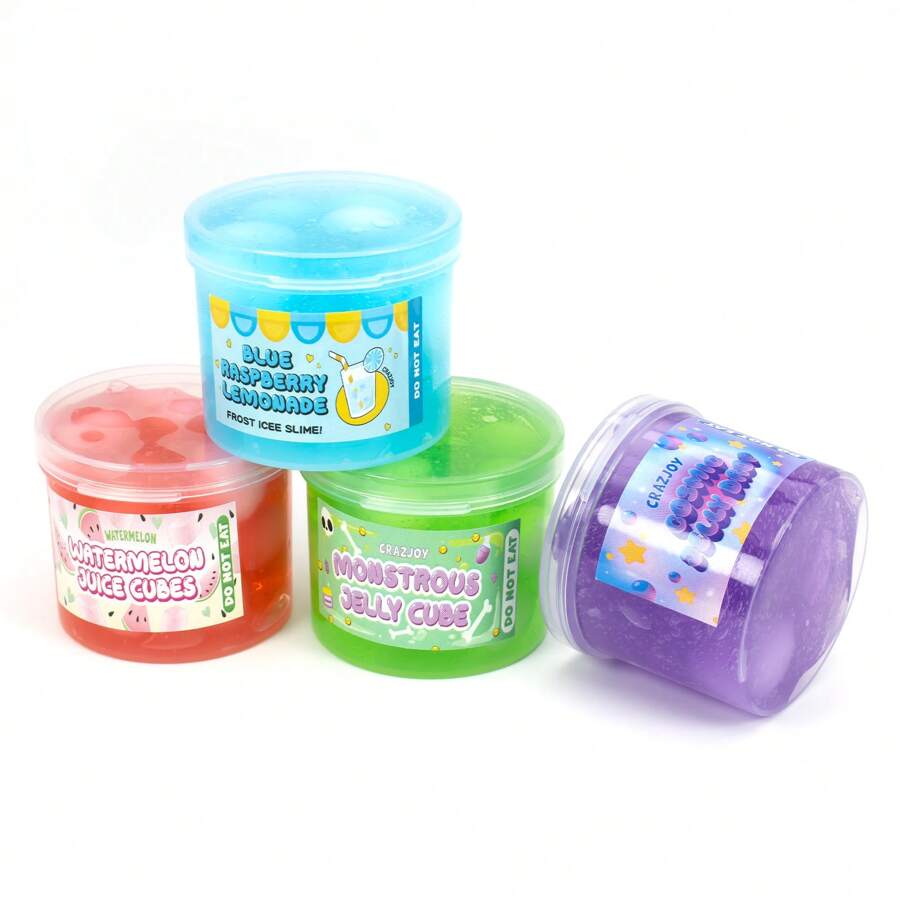 70ml Crystal Clear Slime Kit With White Furry Ball, Scented Slime Set, Crunchy Glitter Slime For Birthday Party Gift, Cute Charms Soft Non-Sticky Slime Putty Stress Relieving Toys