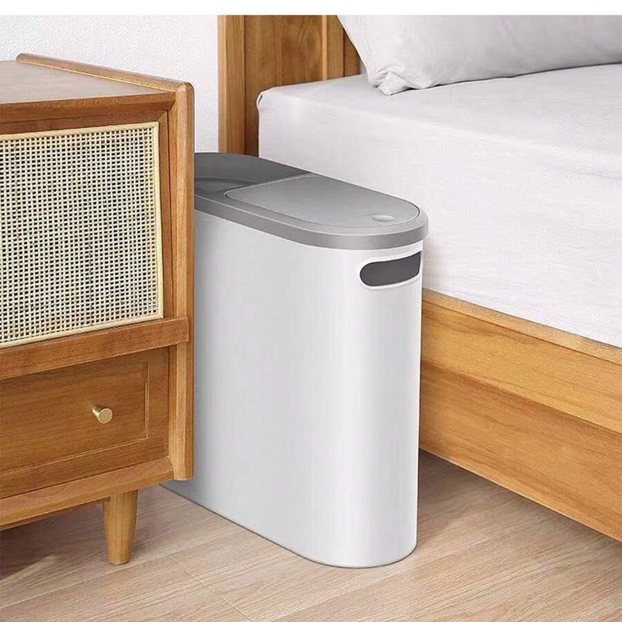 1pc Slim Trash Can With Pedal Lid, Bathroom/Kitchen/Room Narrow Gap Waste Bin Back To School
