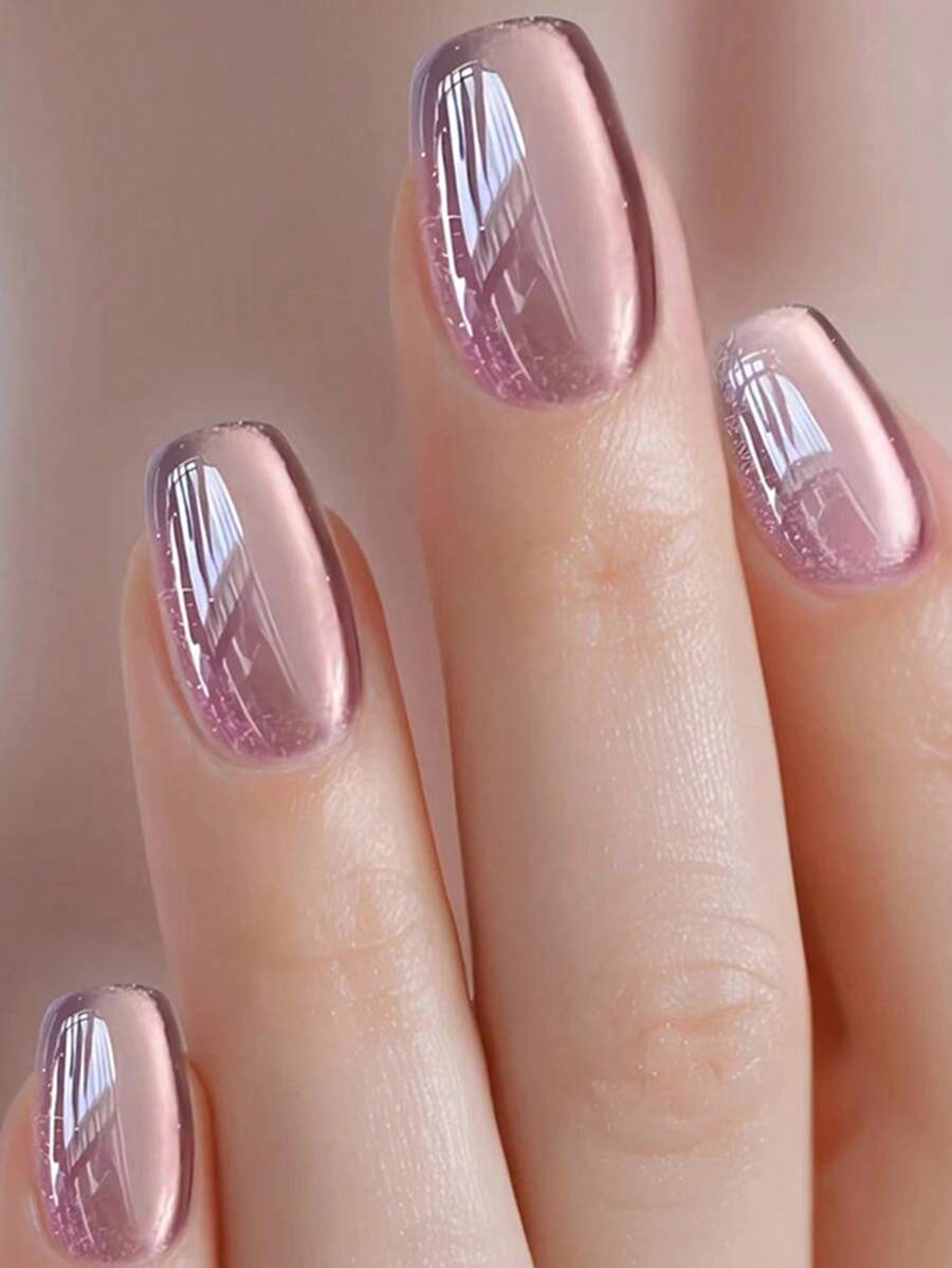 30pcs Cat Eye Wear Nail Plate Detachable Noble Nail Plate Red Purple Simple Advanced Solid Color False Nails Suitable For Women Women Daily Party Festival Wear With Jelly Glue And Nail File