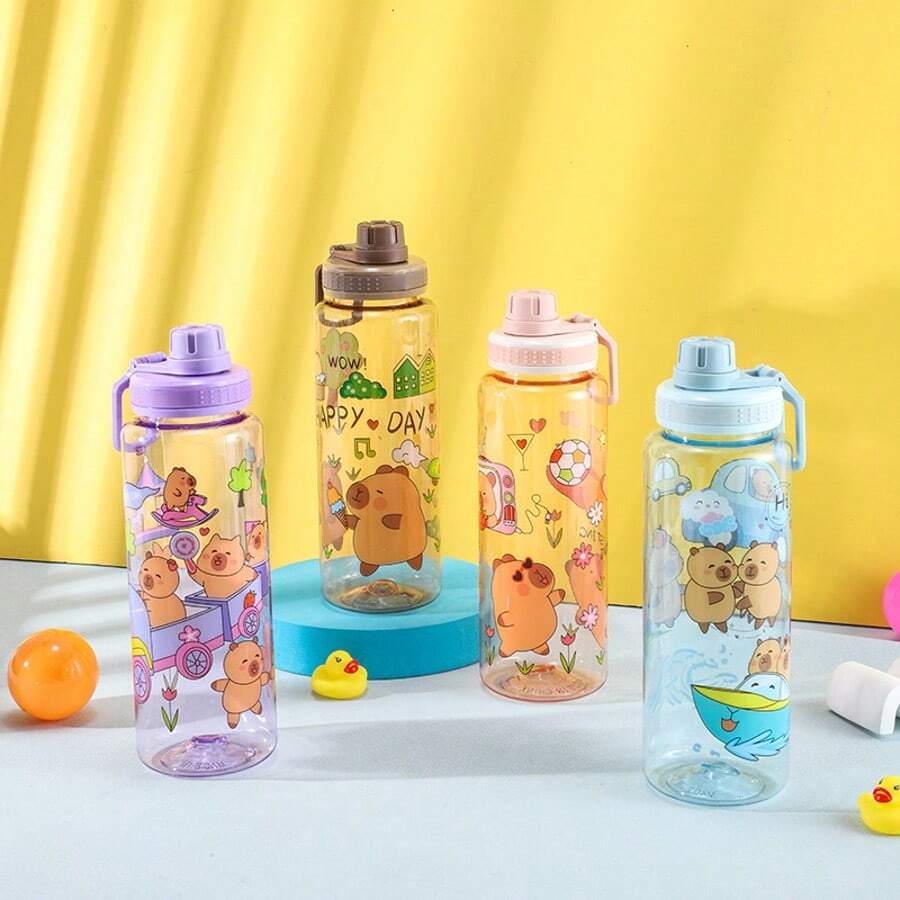 1 sticlă de apă portabilă cu design Capybara, 1000 ml/32 oz, reutilizabilă, cu capacitate mare, pentru băut direct, pentru activități în aer liber, sport, fitness, birou, picnic, camping, călătorii, ziua de naștere, cadou de aniversare