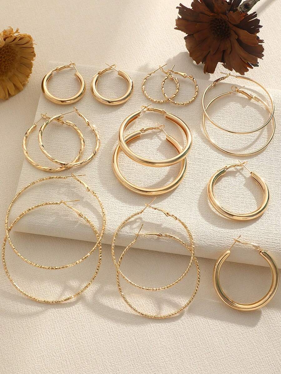 Pendientes de aro gigante versátil y exagerado, conjunto de pendientes circulares grandes de metal, juego de pendientes de múltiples piezas