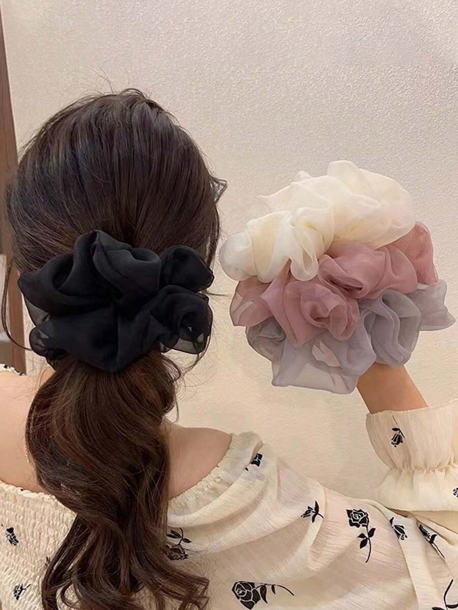 5pcs/3pcs/1pc Classic Black White Brown Large Intestine Headband, Headband, High-End Temperament Headband, Headband, Headband Tie, Black Summer Hair Accessory, Headband, New Style, Suitable For Bag Accessories