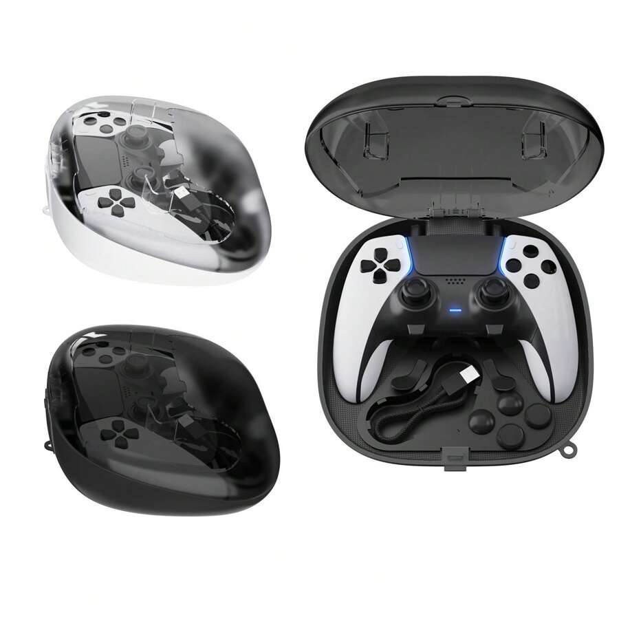 Aufbewahrungskoffer für P5/P5 Edge/X One Serie Controller, tragbare Hartschalen-Transporttasche, transparent und sichtbar, resistent gegen Staub/Kratzer/Wasser. Mit 1 Ladekabel, 1 Schlüsselband und 1 transparentem Haken