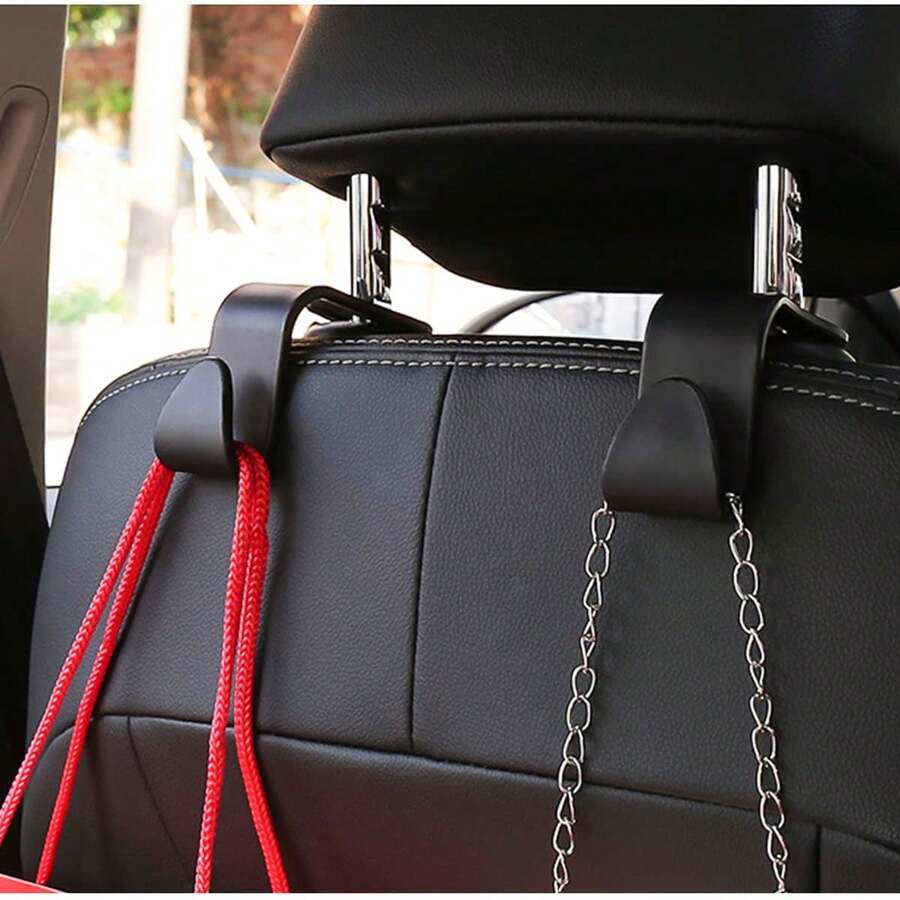2 pièces Crochet de support de repose-tête de voiture, crochet de siège auto pour rangement et organisation des sacs à main, manteaux, parapluies, sacs d'épicerie. Accessoires d'intérieur, organisateur de rangement pour femmes, indispensables de voyage