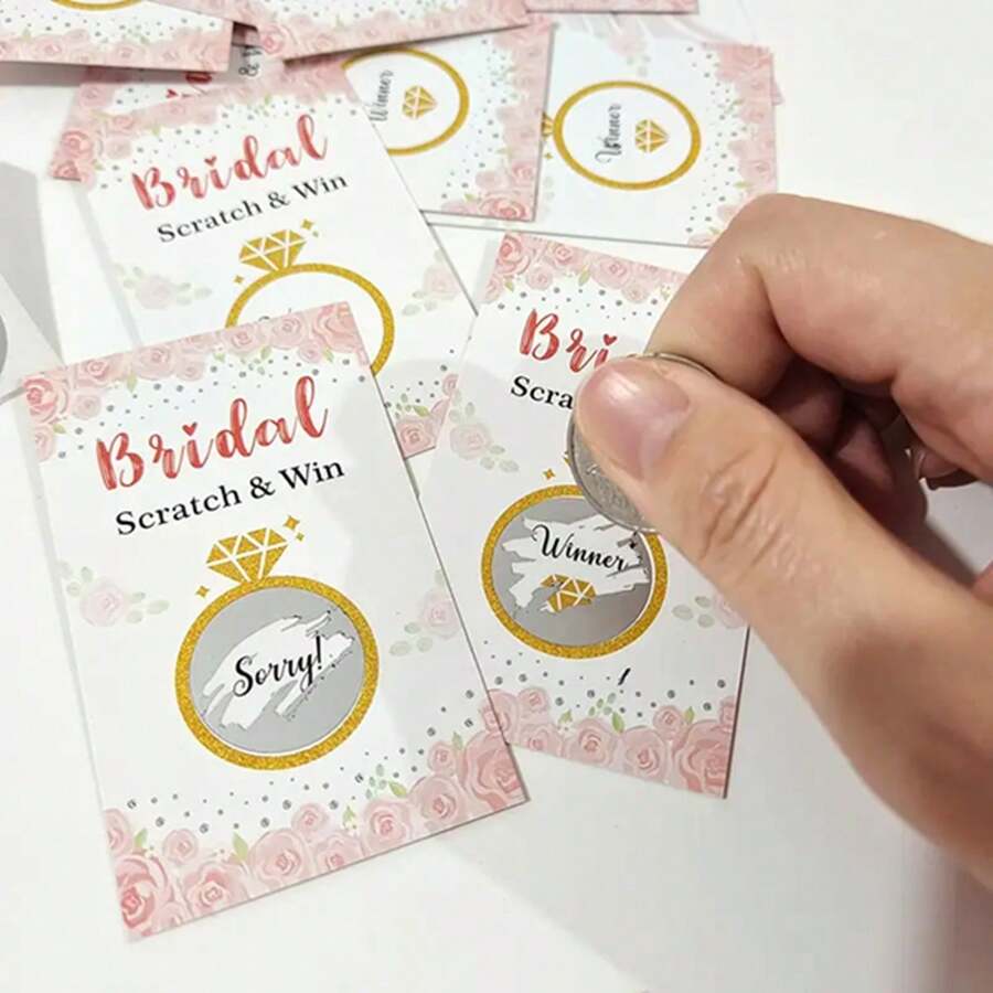 12pcs Scratch-Off Game Cards, Wedding Party Raffle Game Cards, Creative Gift Cards, Bridal Lottery Cards, Party Decorative Cards
