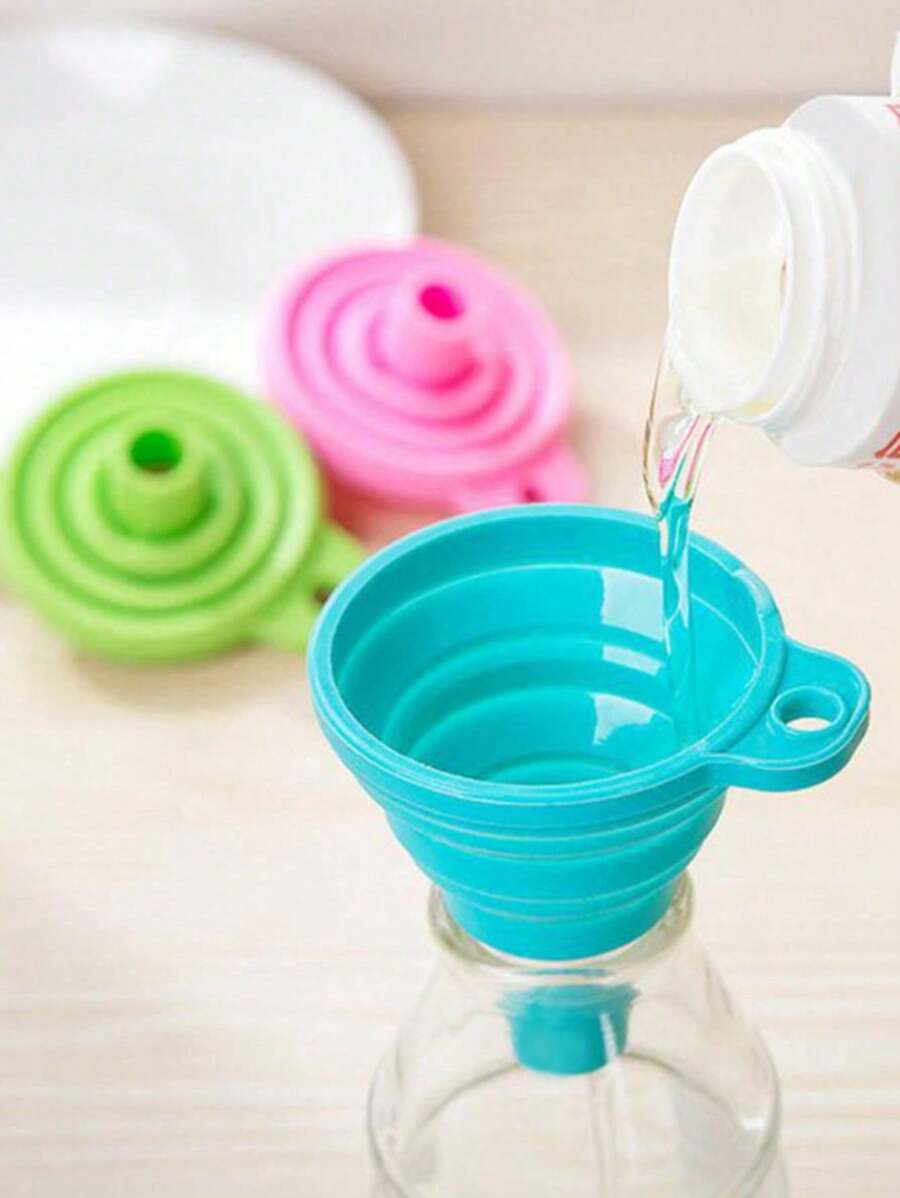 3pcs Random Color Collapsible Funnel, Food Funnel, Collapsible Kitchen Funnel, Canning Funnel Wide Mouth, Bottle Funne