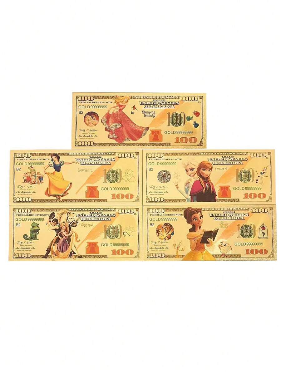 Disney Disney Princess Prince Commemorative Banknotes, Collecting Gift, Roleplay Toys, Suitable For School Rewards, Holiday Gifts, Graduation Season, Party Favors, Commemorative Meaning, Made Of PVC Material