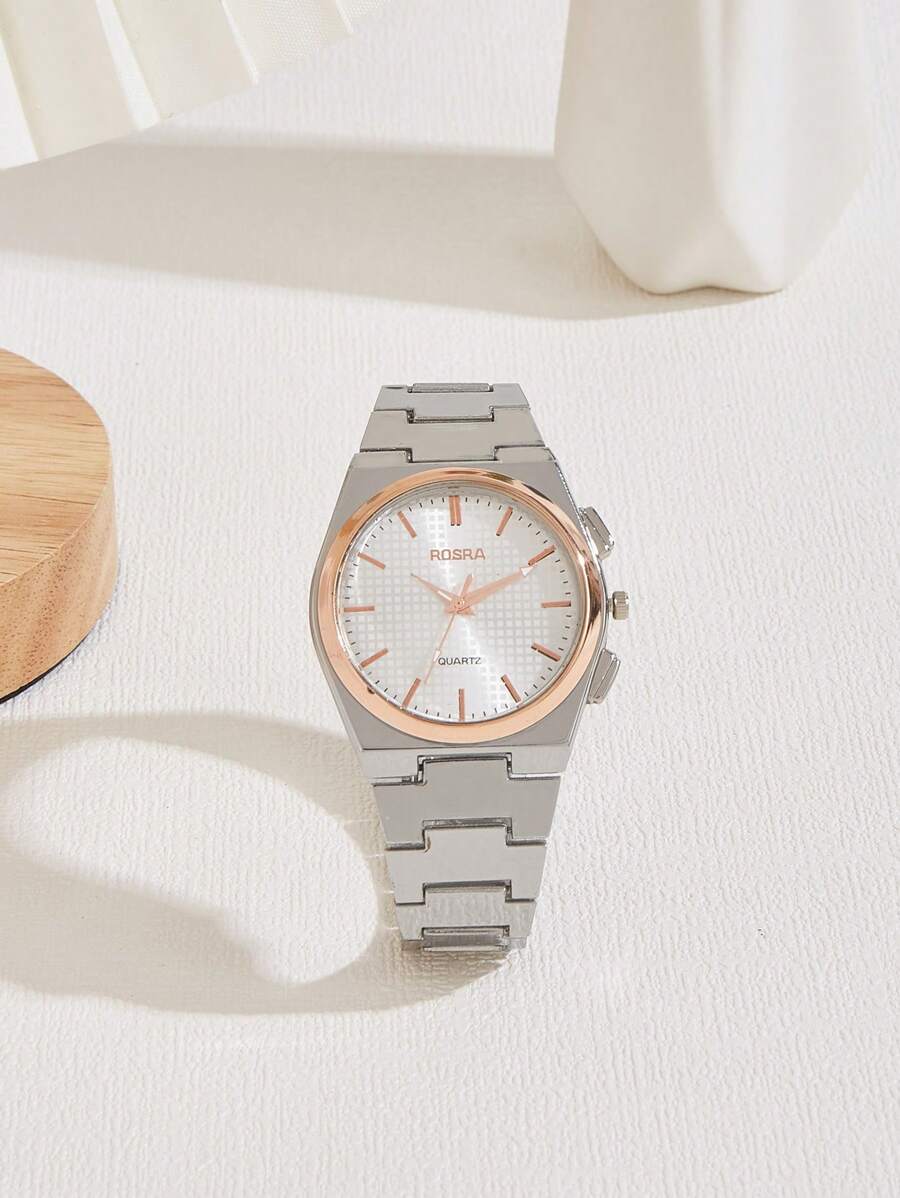 1 Peça Relógio de Pulso Quartz com Caixa de Cor Prata e Mostrador Verde para Homens, Design Simples