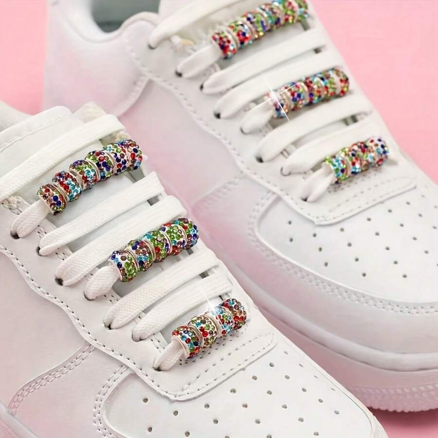 35pcs Shoes & Boots Decoration, Colorful Rhinestone Circle Shoelace Buckles DIY Jewelry Making Accessories Fit For Men, Women Sports & Casual Shoes