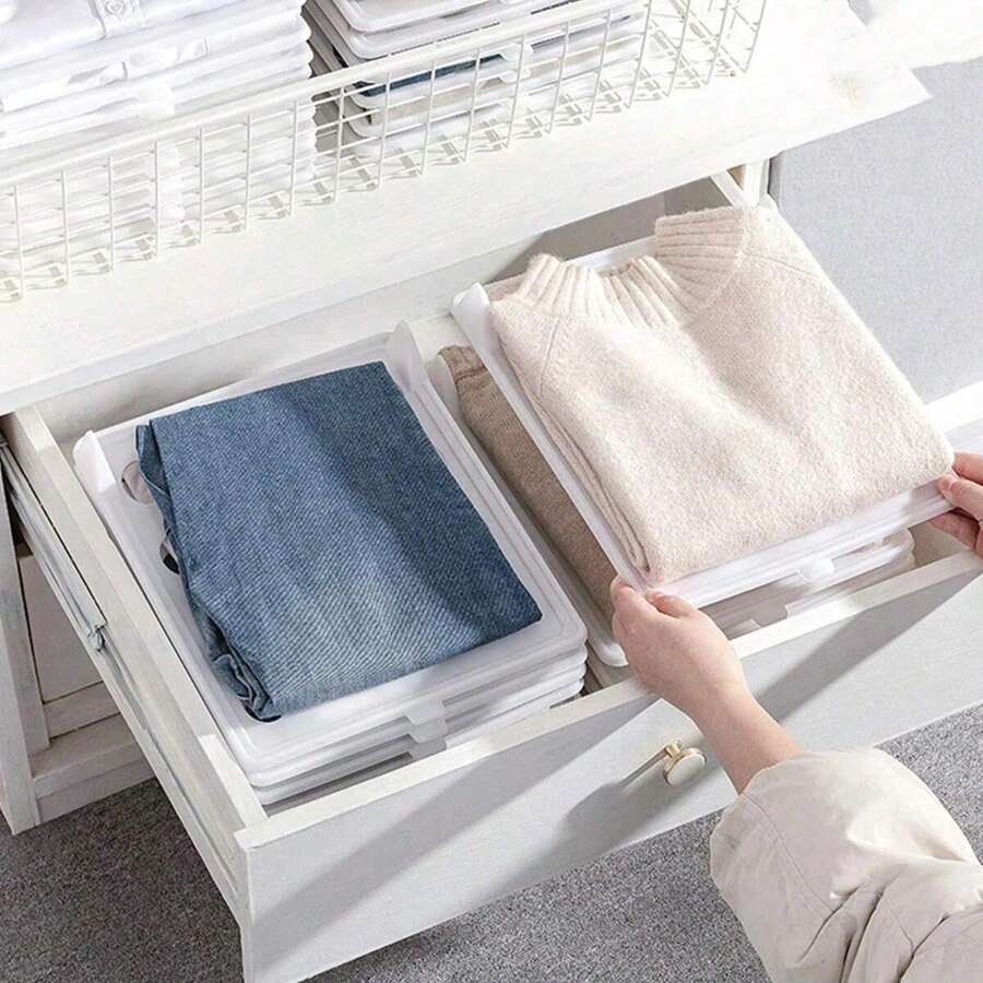 Estantería plegable multifuncional para armario del hogar, delgada y durable, para almacenamiento apilable de camisetas y ropa