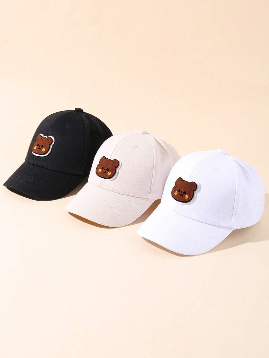 3/1 piezas Gorra de béisbol de oso bebé lindo para niñas y niños, ligera y ajustable, con protección solar, accesorios con estilo de oso para usar a diario y jugar al aire libre