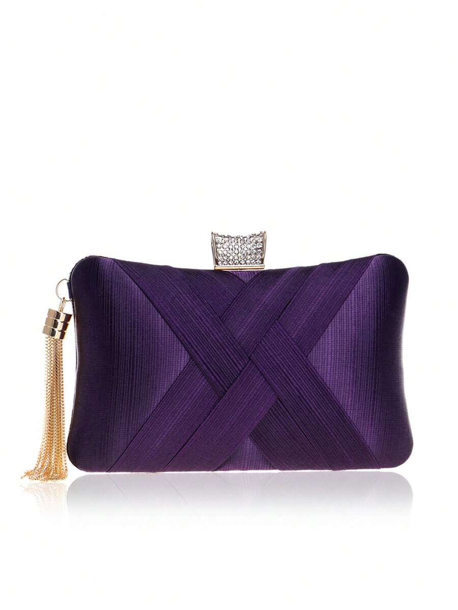 Fashion Women Evening Bags Satin Party Wedding Luxury Metal Chain Handbags Lady Dress Holder Purse Glitter Elegant Wedding Bridal Clutch
