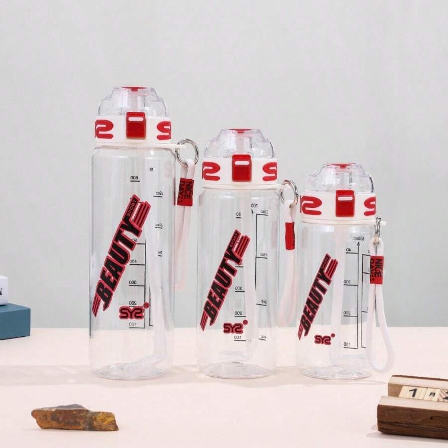 1 bouteille d'eau de sport de 700 ml, gobelet portable avec paille, convient pour la gym/le bureau/les voyages/l'extérieur, design mode hip-hop, très recommandée à avoir