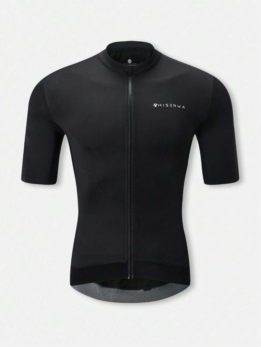 HISERWA White Cycling Short Sleeve Jersey, Classic Pro Competition Tight-Fit Highly Elastic Bicycle Shirts For Men, Full Zip, Wide Hem, Anti-Slip Gripper, 3 Rear Pockets + 1 Concealed Zipper Pocket, Reflective Trim, Seamless Cuffs, XS-XL