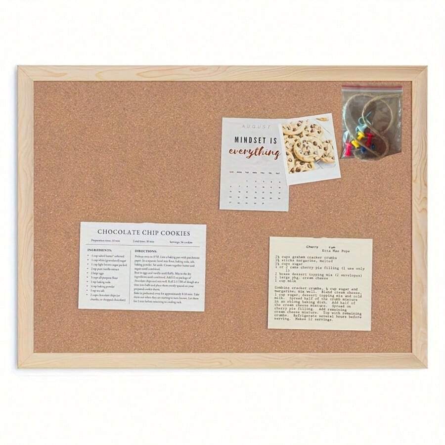 1 Stück weiches Korkboard mit leichtem Birkenholzrahmen, Kork-Pinnwand für Büro, Nachrichtenbrett oder visuelle Darstellung, dekorative Anschlagtafel