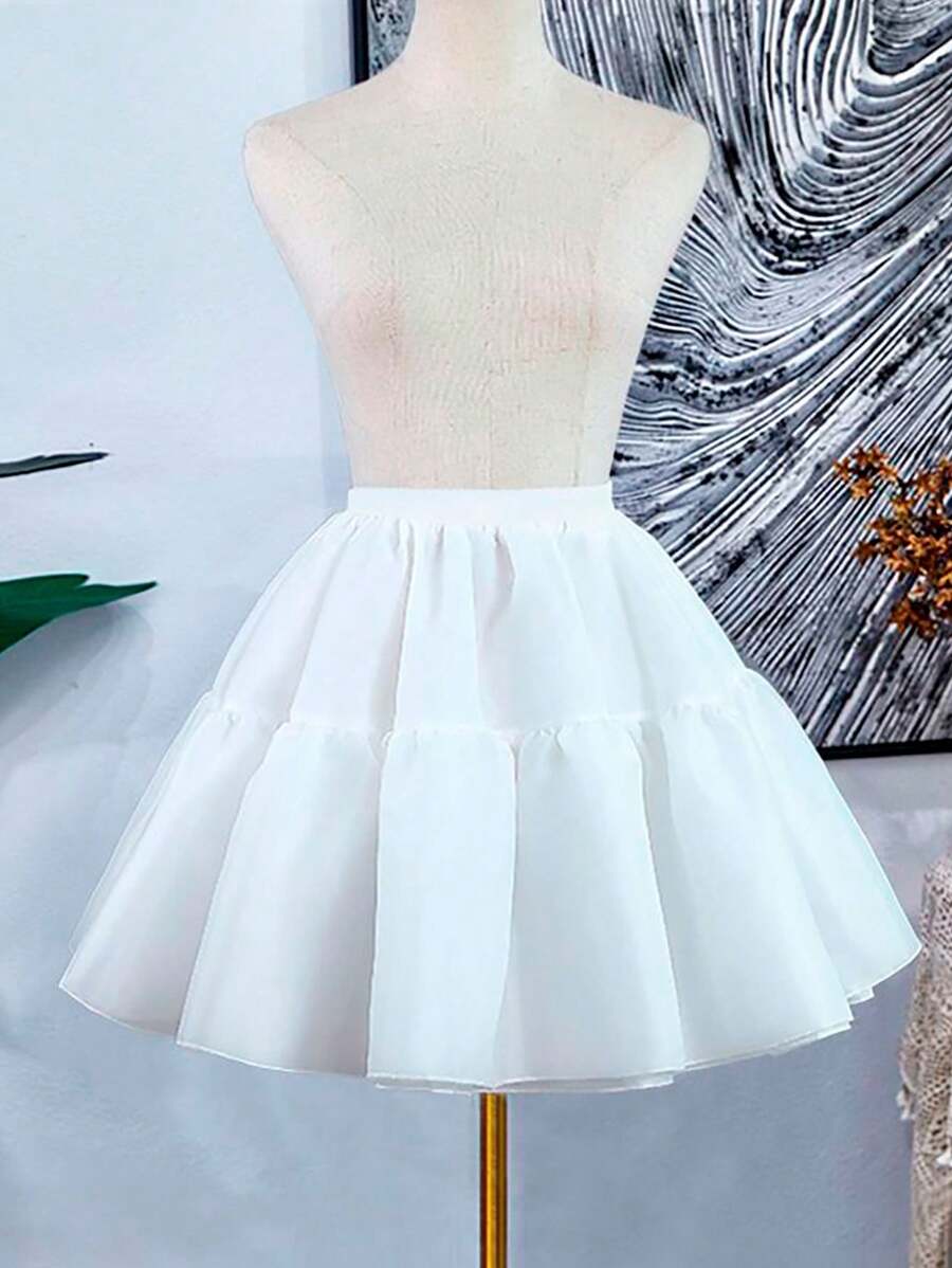 1 Stück weißer Kristallspitzen Petticoat Rock, weiches Tüll Unterrock für Lolita, Alltags Kleidung