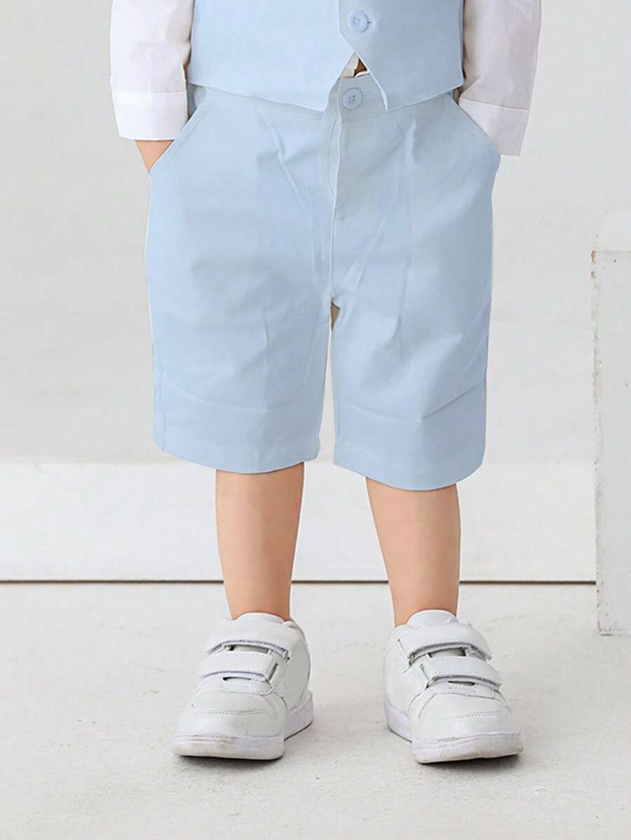 BOARNSEORL Light Blue Shorts For Young Boys, Casual Versatile Design Suitable For Daily Outings, Holidays, Travel, School, Summer