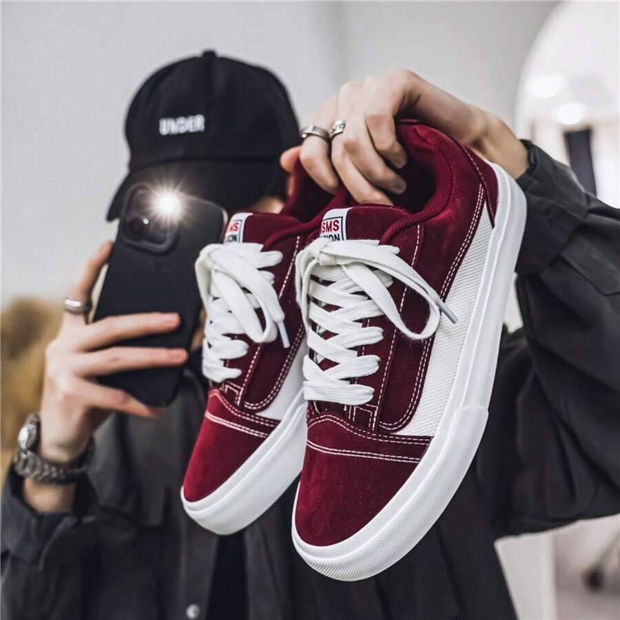 Nuove sneaker casual versatili e confortevoli da uomo, scarpe da skate traspiranti e alla moda per la scuola, scarpe casual da uomo 2025, nuove scarpe da skate, sneaker casual da uomo, scarpe da skate traspiranti, scarpe nere, sneaker nere da uomo, scarpe rosse da uomo, scarpe estive da uomo