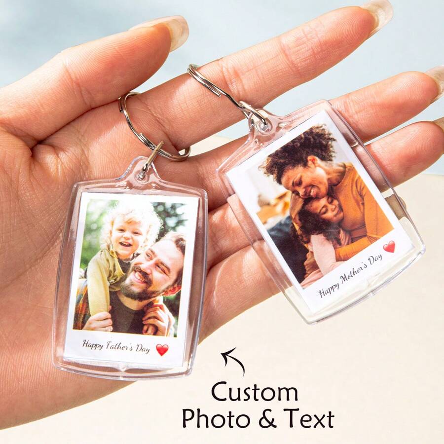 Porte-clés acrylique personnalisé "Conduis prudemment papa" - Porte-clés photo et texte personnalisés, idéal pour la fête des pères, les anniversaires, la Saint-Valentin