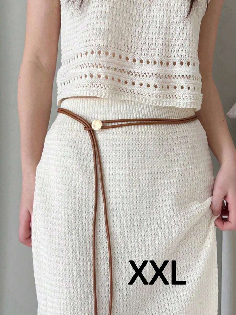 1pc Plus Size XXL Mother's Day Gift Women's Western Style Belt, Boho Adjustable Waist Rope In Black, Brown, Red, Suitable For Dresses, Pants, Beach, Vacation Summer, School