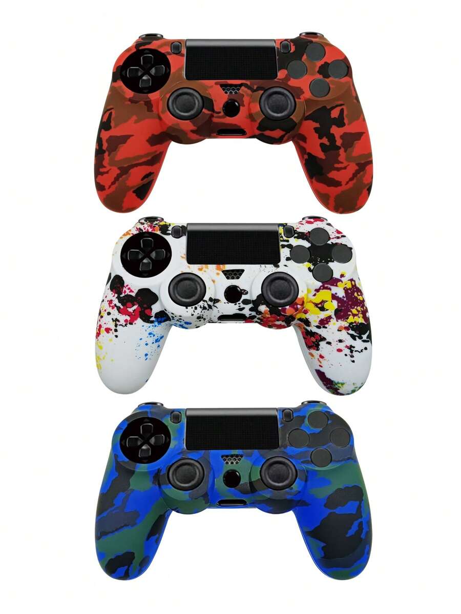1pc PlayStation4 Controller Silicon Protective Case, Water Transfer Printing Crafted, Anti-Drop, Anti-Slip, Anti-Scratch, Anti-Sweat, Enhance Gameplay Feel