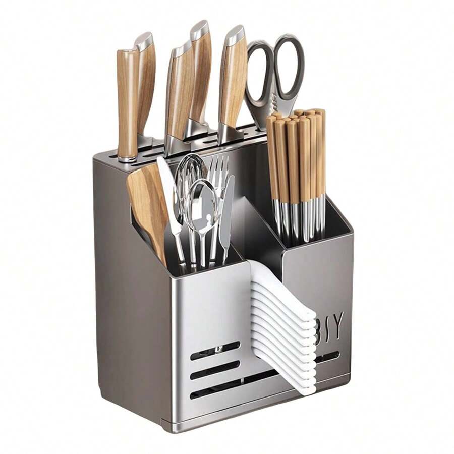 Kitchen Knife Block Utensil Holder Modern Utensil Hanger Organizer With Detachable Tray For Home