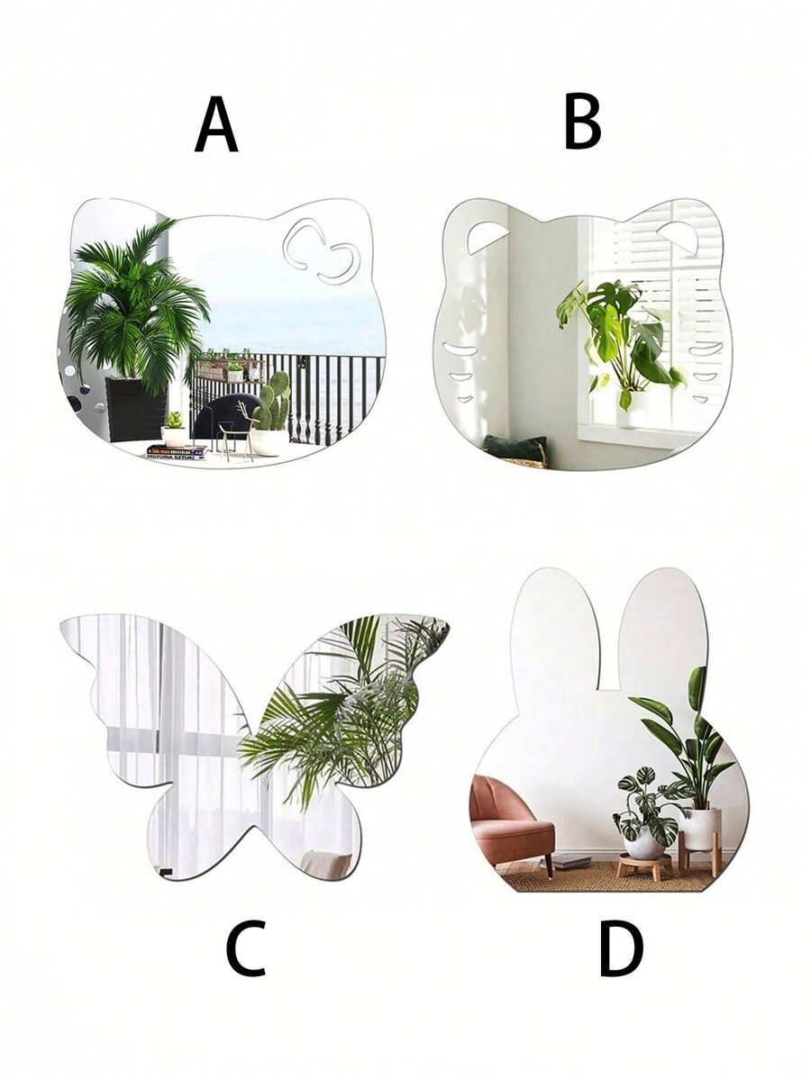 1pc Cat Shaped Mirror Decoration Wall Sticker, 2mm Thick Acrylic Material Mirror Decal, Suitable For Bedroom, Living Room, Bathroom, KitchenToilet Sticker,Stickers,Wall Decal,Vinly Decal For Home Decorations,Spring Decoration Items Refesh Your Home,Rama Decoration Stickers