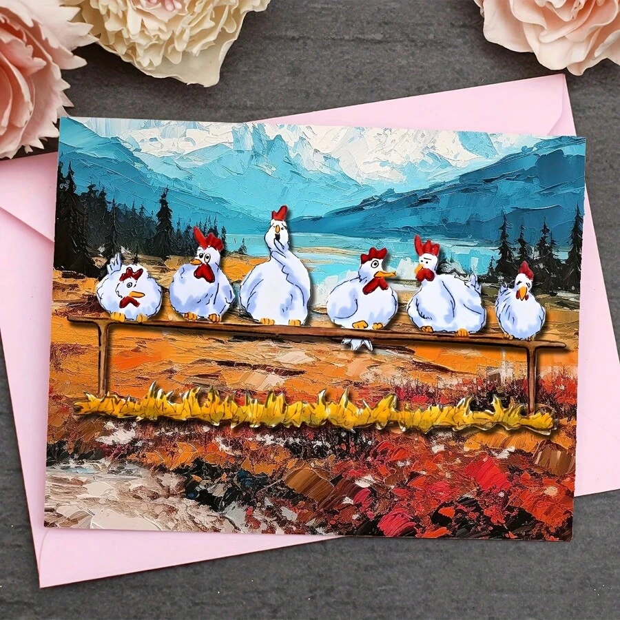 ChickenCoop Metal Cutting Dies, DIY Scrapbooking Album And Embossing Stencil, Greeting Card Making Tool, Card Paper Cutting Crafts ,Gift Card Making Template Die Cuts