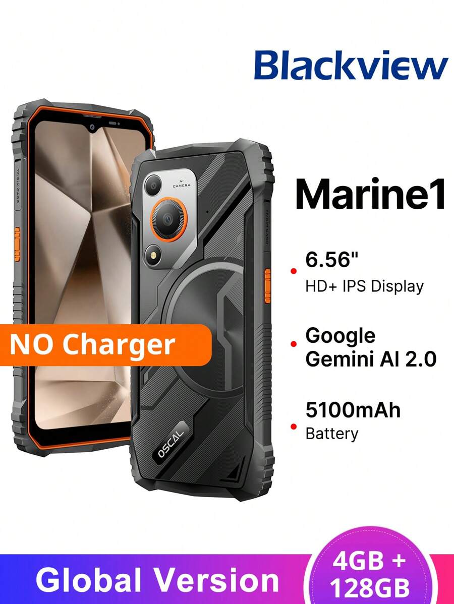 Blackview Oscal MARINE 1 Smartphone Globale Version 4GB+128GB Unisoc Tiger T615 Prozessor 6,56" 90Hz Display 5100mAh Akku Gemini KI 2.0 robustes Handy