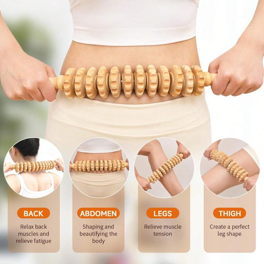 1pc New Wooden Therapy Massager Tool Set, Muscle Relaxation, Deep Tissue Point Acupressure Scraper